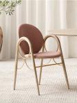 Customized Size Hotel Restaurant Furniture Metal Solid Wood Fabric Dining Chair