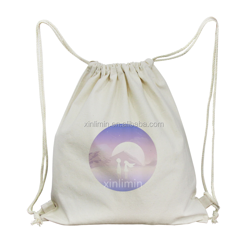 Customized Logo Custom Organic Cotton Tote Bag Recycled Cotton Canvas Bag Drawstring Bag