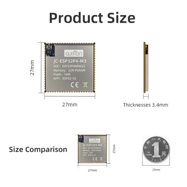 China JC-ESP32P4-M3-C6 Silver Gray ESP32 Display Unit 3.3V Operating Voltage for Business Solutions factory