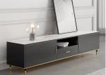 Solid Wood TV Unit Coffee Table Set Stainless Steel Bottom Frame