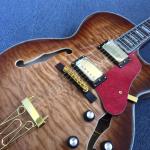 Hollow body L-5 jazz electric guitar,Full color strip edge,Burst color Quilte
