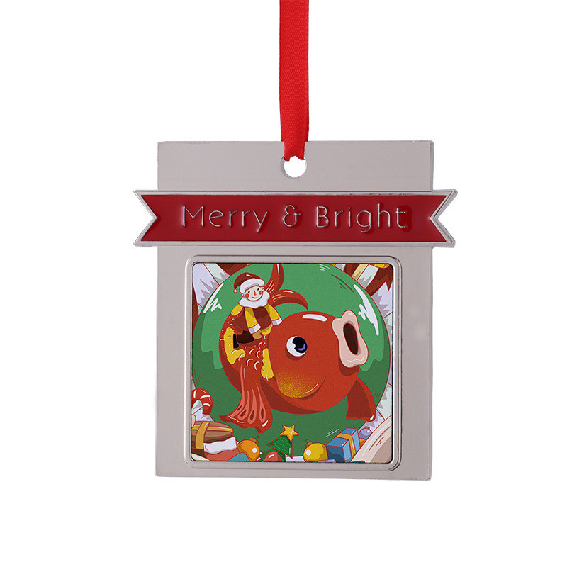 Sublimation Christmas Hanging Ornaments Metal Pendant For Christmas Tree Decoration
