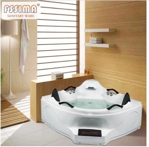 China Whirlpool Acrylic Deep Spa Bathtubs For 2 Person Air Jetted Freestanding Tub factory