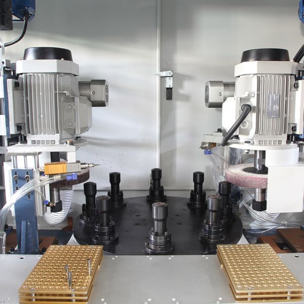 2 grinding head rotary table polishing machineautomatic HL buffing machine for stainless steel sham cover flange cover p