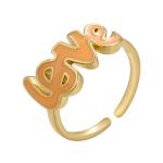 OEM Copper Brass 14k Gold Jewelry Open Enamel Love Letter Rings