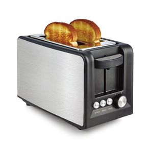 China Home Appliances Bread Centering Chrome Toaster 2 Slice Wide Slot factory