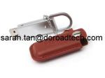Factory Wholesale Metal USB with Leather Case, USB 2.0 Leather USB Flash Drive
