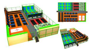 China 398M2 Big Indoor Trampoline Center Discount Large Children Trampoline with Professional Jumping Zone factory