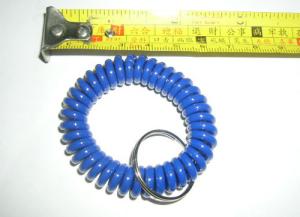 China Hot selling in USA solid blue spring coil wrist band holder with key ring holder small MOQ factory