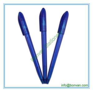 China blue color twist plastic pen,twist action blue promotion pen factory