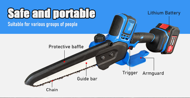 Ce Efficient Small Handheld Battery Chainsaw Portable With 8 Inches Chain Length