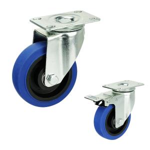 China 4&quot; Blue Wheel Soft TPR Swivel Plate Medium Duty Trolley Casters Wholesales China factory