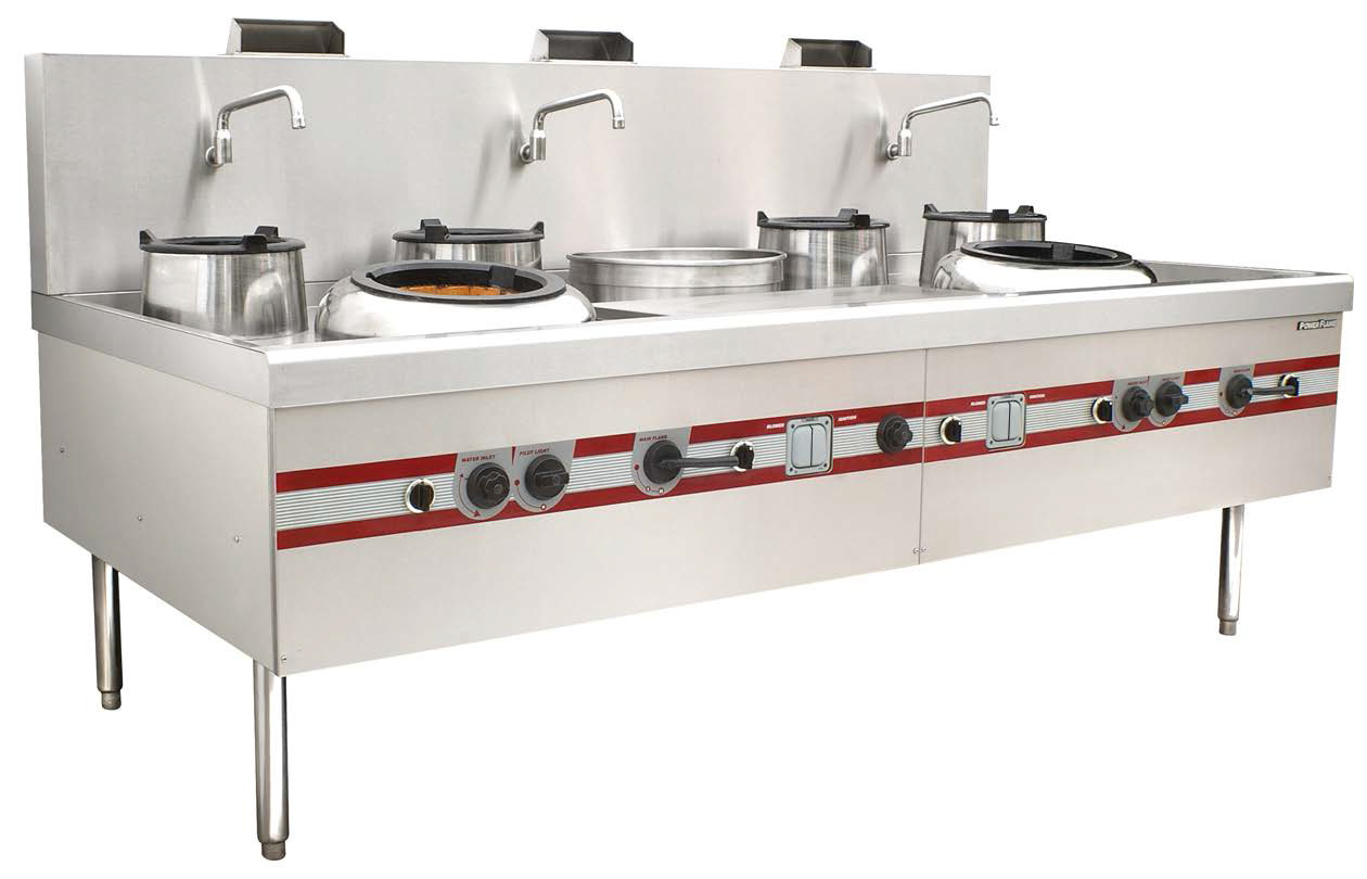 Wok Range With Double Burners Chinese Cooking Stove 2400 x 1220 x (810+450) mm