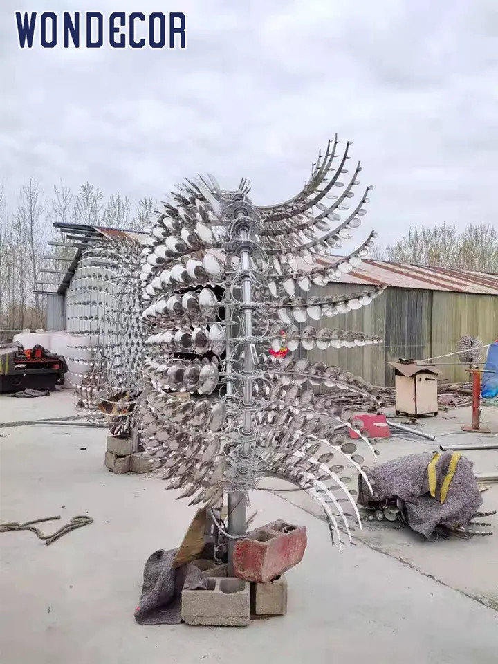 Large Forged Metal Sculpture 300cm Metal Kinetic Wind Sculpture