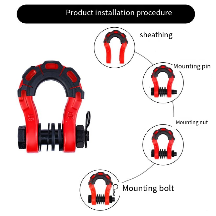 Carbon Steel High Strength D Type Bow Shackle For Rigging Hardware Offroad Rescue