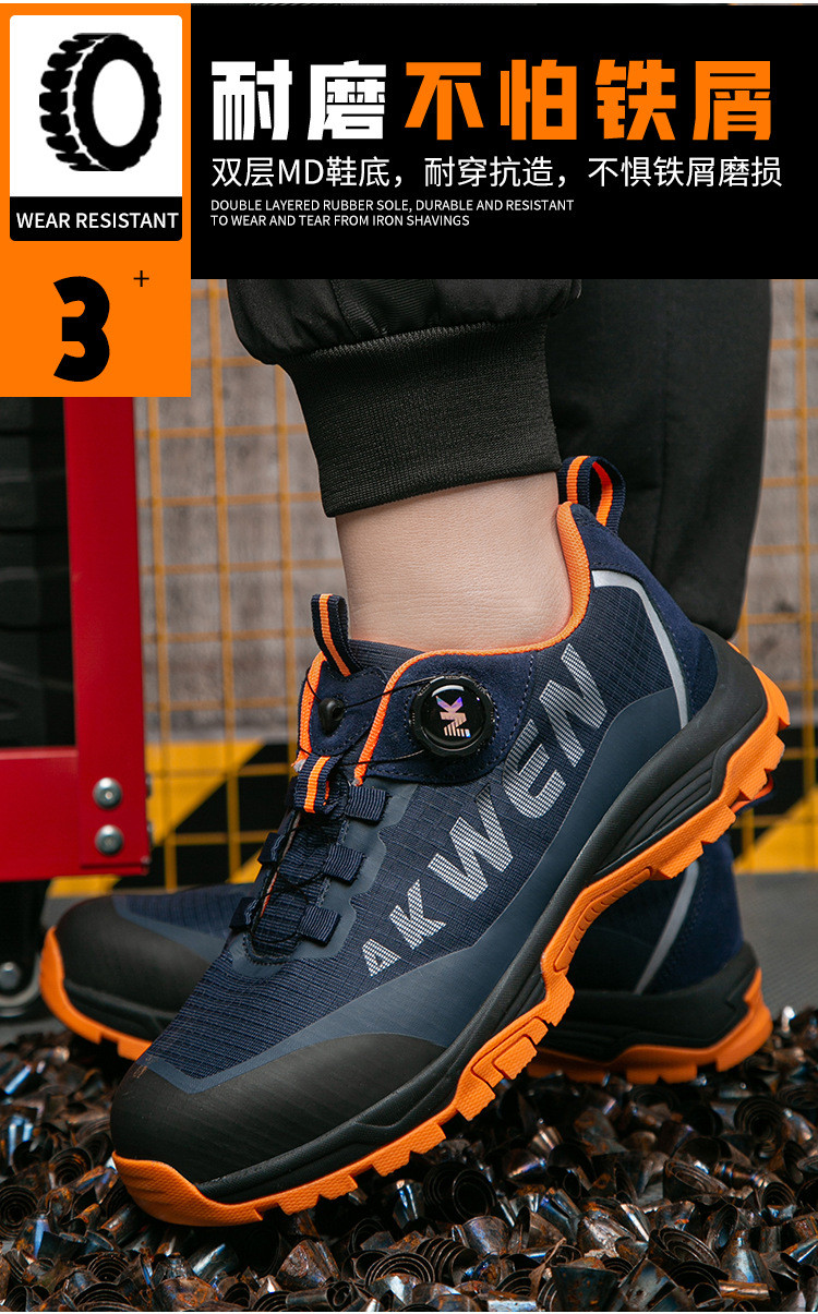 Kevlar Midsole BOA Rotating Button Work Shoes European Standard Steel Toe Anti Smashing MD Sole Safety Shoes