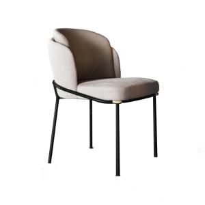 China Cream Linen Upholstered Dining Chairs With Metal Legs Double Back Conference Use factory