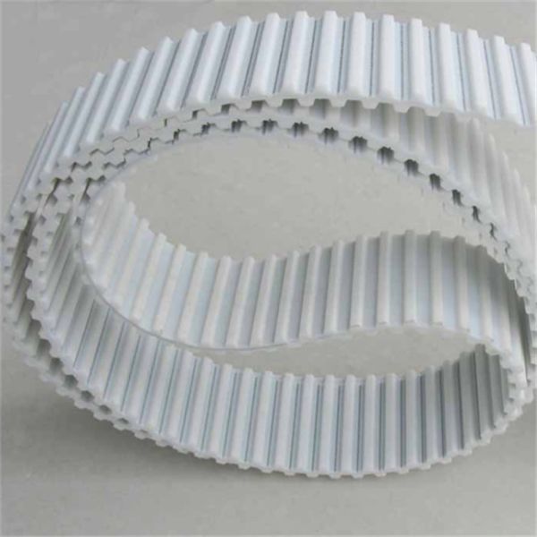 China Endless AT10 Teeth Steel Cleats White Polyurethane Timing Belt PU Synchronous Belt factory