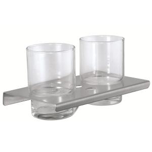 China Wall Mounted Double Toothbrush Holder Bathroom Glass Tumbler Holder factory