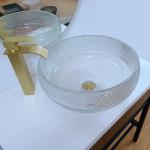 Clear Glass Vessel Basins Crystal Round Artistic 10 Inch Vessel Sink Countertop