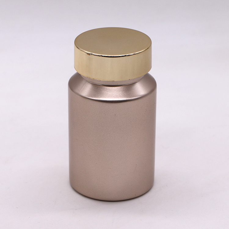 Pill/Capsule/Tablet/Powder PET Frosted Plastic Bottle with Gold/Silver Cap