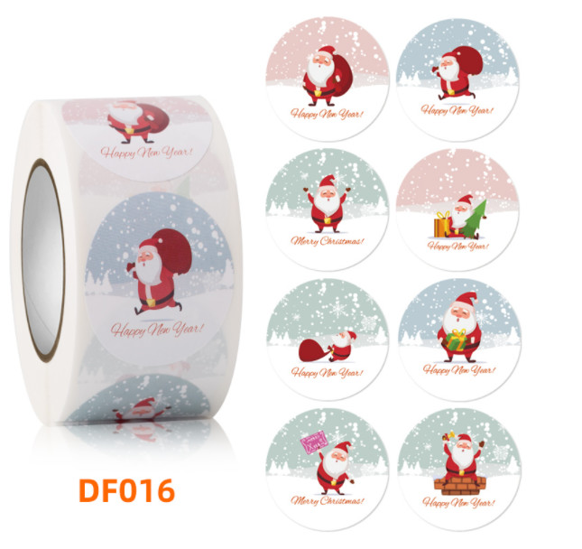 CMYK Sticky Label Roll Santa Claus Reindeer Merry Christmas Vinyl Decals