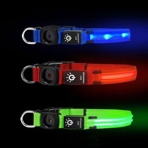China LED Dog Collar Waterproof Medium Large Dogs AirTag Holder Flash Light Up Customized Logo Design factory