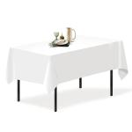 54" 108" Patry Square PEVA Fancy Plastic White Disposable Table Cloths Covers