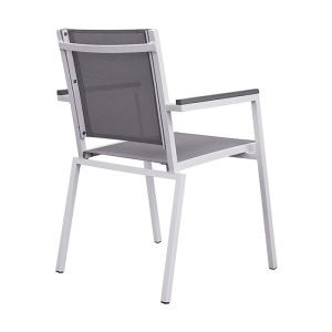 China Garden Furniture Stacking Aluminum and Textilene Outdoor Dining Chair factory