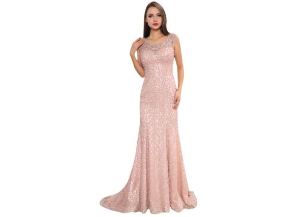 Dark Pink Mermaid Beaded Middle Eastern Dresses / Embroidered Romantic Wedding