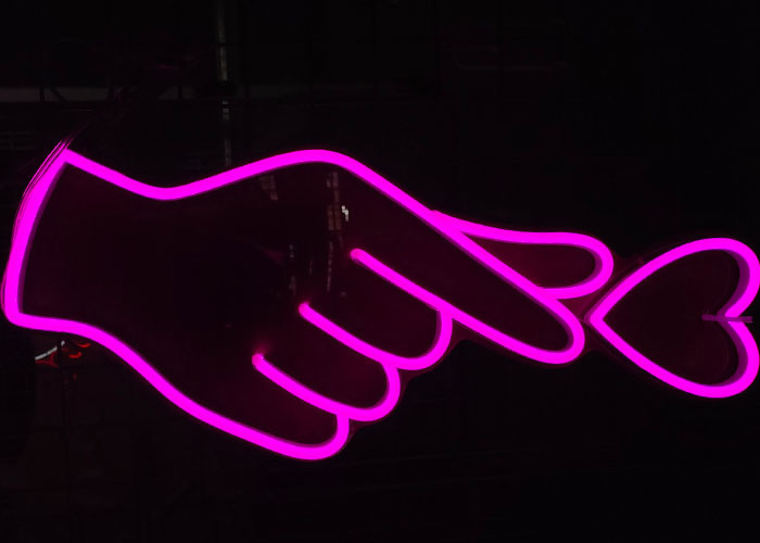 Silica Gel Vasten Finger Heart Custom Neon Signs 200cm 12v