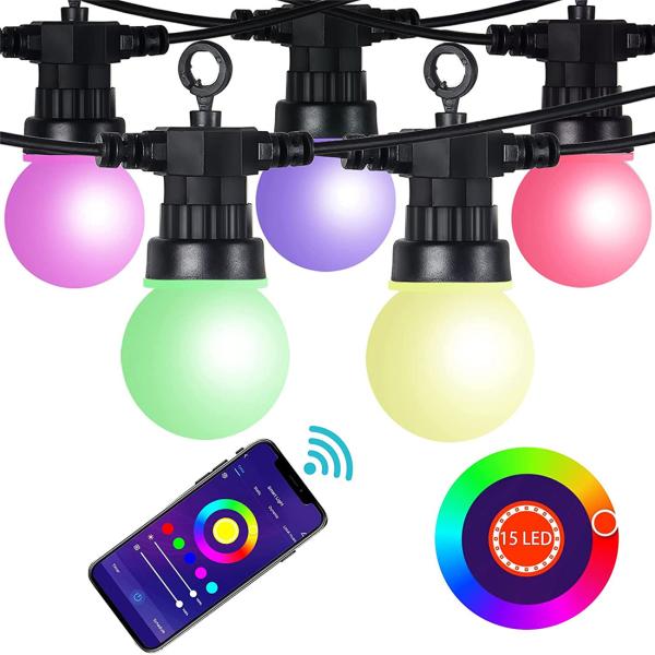 Smart Patio Light Outdoor String Light Christmas Festoon Lights Holiday Decor