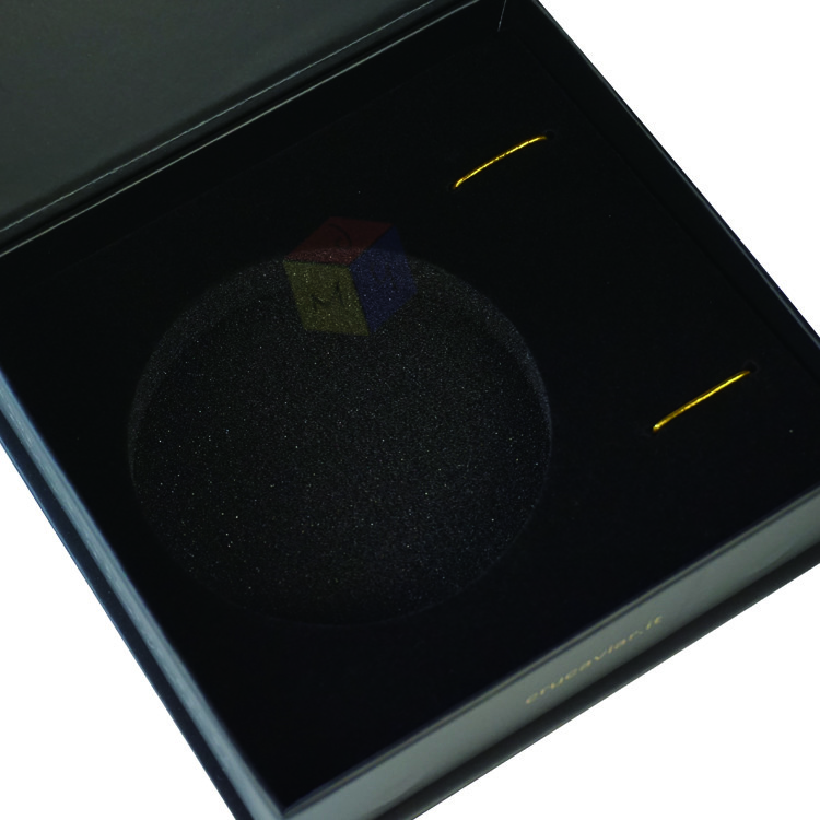 Black Custom Logo Hot Foil Hard Cardboard Packaging Paper Magnetic Gift Box With Foam Insert