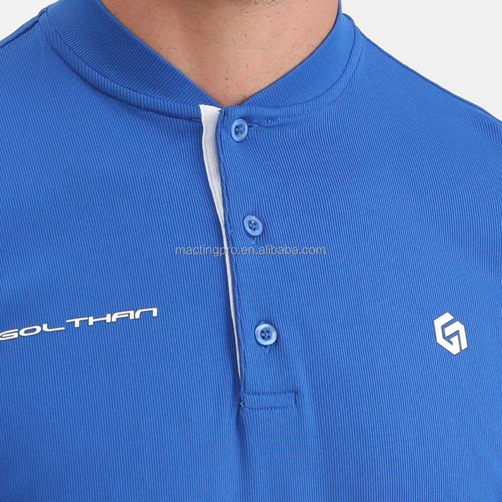 2024 Design Mandarin Collar Embroidered Rubber Silicone Logo Slim Fit Golf Polo T Shirts