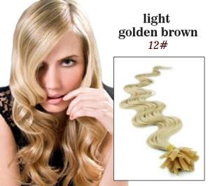32" Custom Human Hair Wigs , Golden U - Tip 100% Remy Real Pre Bonded Hair