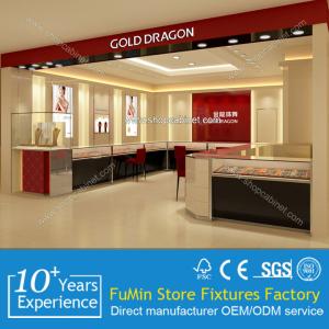 China Luxurious Wooden Jewelry Display Showcases With LED lights for jewelry store factory