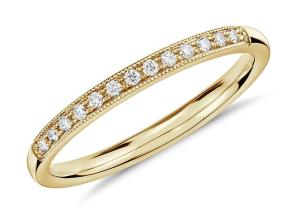 China Matching Stacking 14K Yellow Gold Jewelry ring 0.2ct 1.5mm size Claw setting Type factory