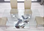 Tempered Glass 150cm Chromed Steel 52kgs Modern Dining Table