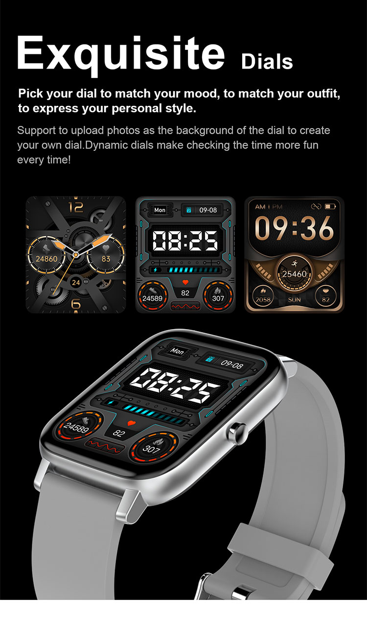 H80 Custom Dial Smart Watch Heart Rate Blood Pressure Bracelet