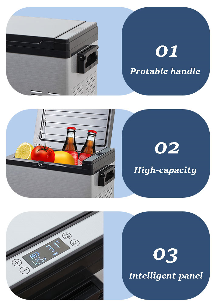 Portable Solar Car Refrigerator Compressor Cooler for Travel DC 12V Camping Car Freezer Ice
