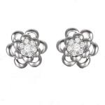 Rose Gold White Gold 0.14carat Diamonds Flwoer Stud Eaerrings for Women Gift