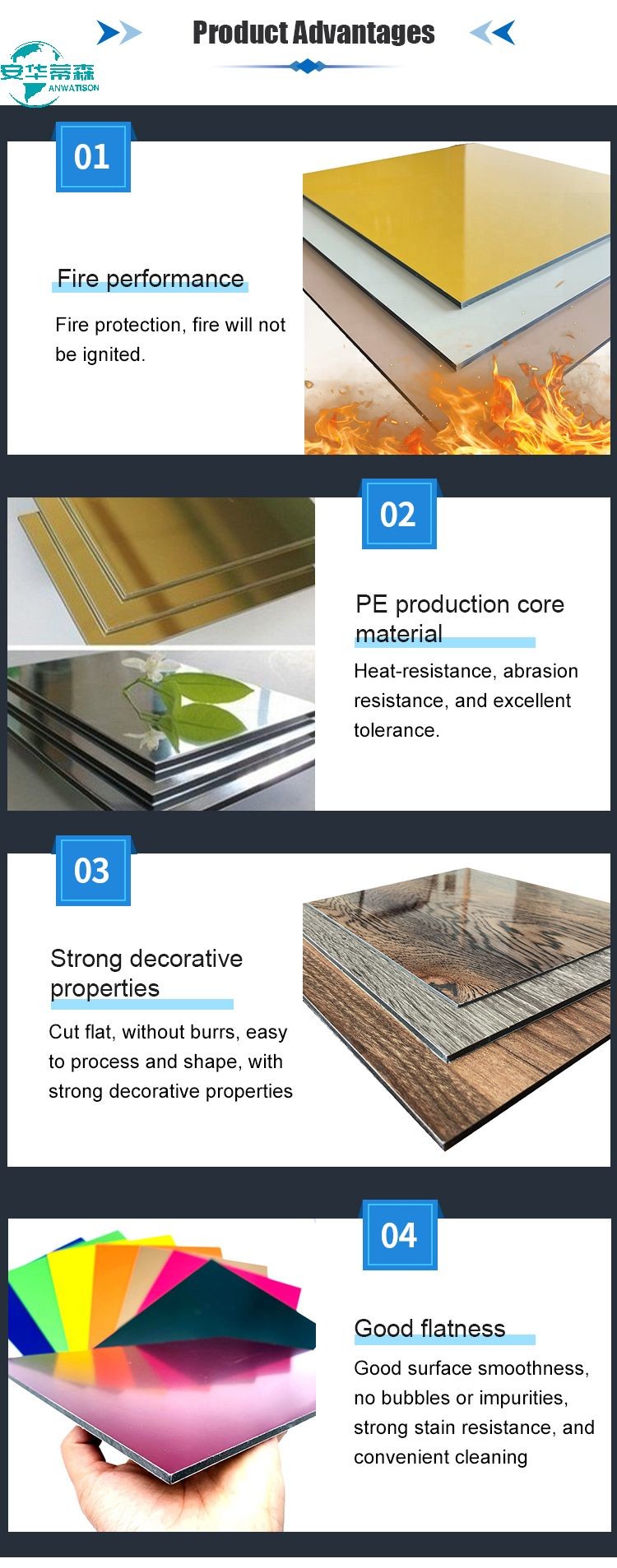 900mm 1000mm Brushed Aluminium Composite Panel Fire Retardant Acp Sheets SGS