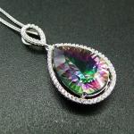 Fashion 10MM Trillion Cut Mystic Topaz Pendant Necklace CZ Stone Multi Color