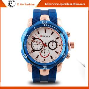 China Top Quality Factory Price Curren Watch 8163 Rubber Band Stainless Steel Back Quartz Watch factory