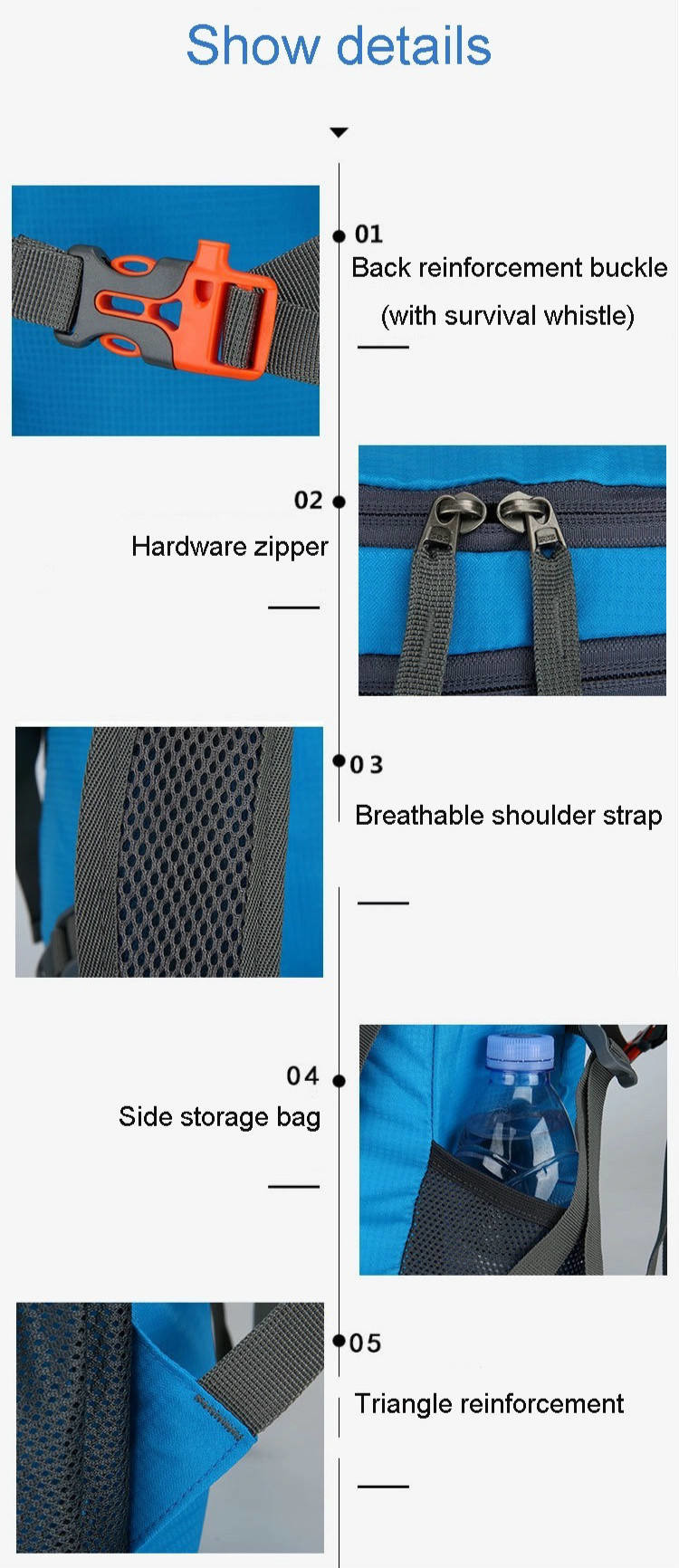 Lightweight Packable Travel Hiking Backpack Daypack 35L Foldable Camping Backpack