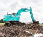Green Used Kobelco Excavator Hydraulic SK210LC
