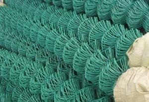 China 5x5cm Chain Link Mesh Fence , L25m Green Vinyl Chain Link Fence factory