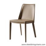 Orange Saddle Leather 47cm 83CM Metal Upholstered Dining Chair