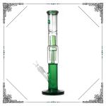 8 Tree Arms Perc Bongs 15'' Tall Straight Tube Green Glass Smoking Water Pipes