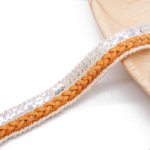China KJ20015 Leather Sequin 1.5cm White Crochet Trim factory